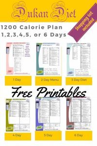 Dukan Diet 1200 Calorie Menu Plans